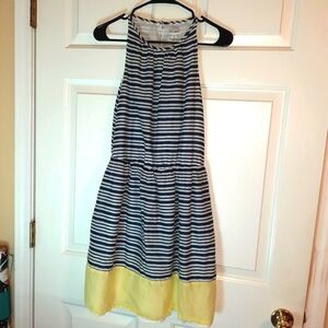 Old navy dress sz. M blue/white stripe yellow stripe hem sleeveless